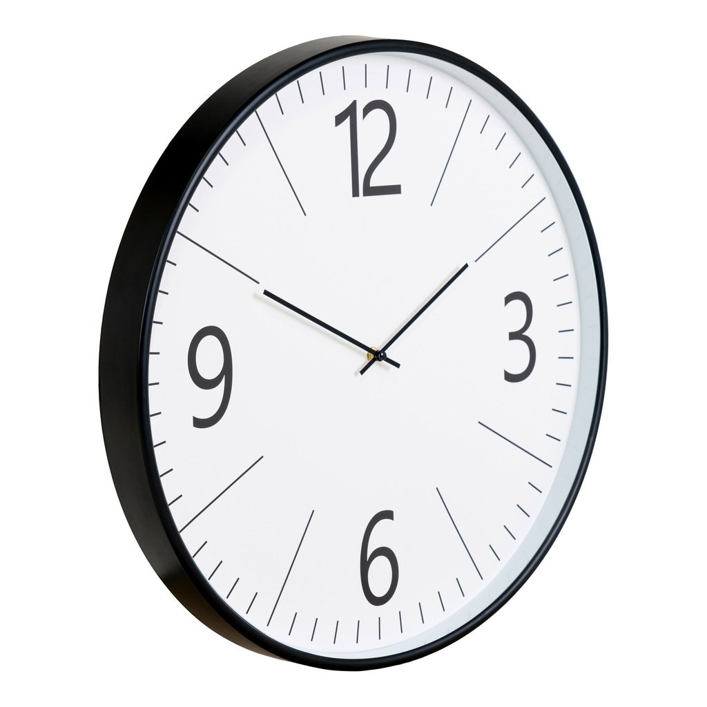 Round Black Wall Clock with Clear Numbered Dial - Image 2