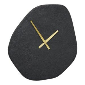 Black Textured Wall Clock with Gold Hands