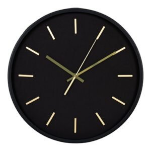 Black Round Wall Clock with Gold Markers