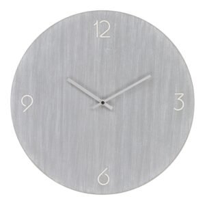 Round Grey Wall Clock with Simple Number Markers